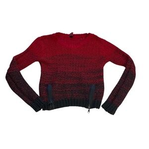 Yoki Red and Black Gradient Crew Neck Sweater